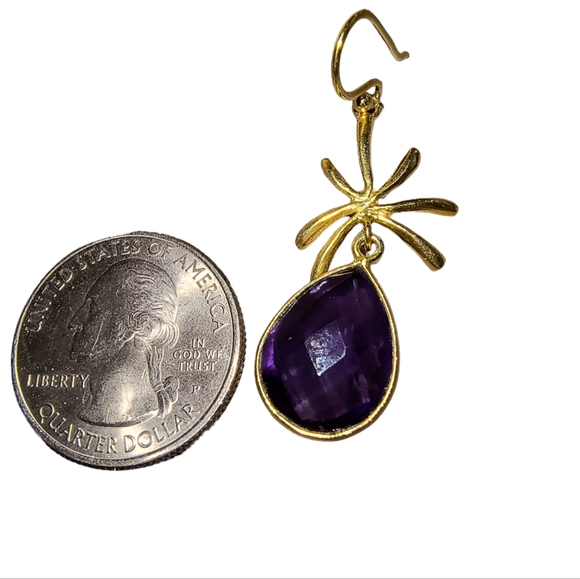 Amethyst and Gold Vermeil Over Sterling Silver Dangle Earrings - Picture 5 of 8